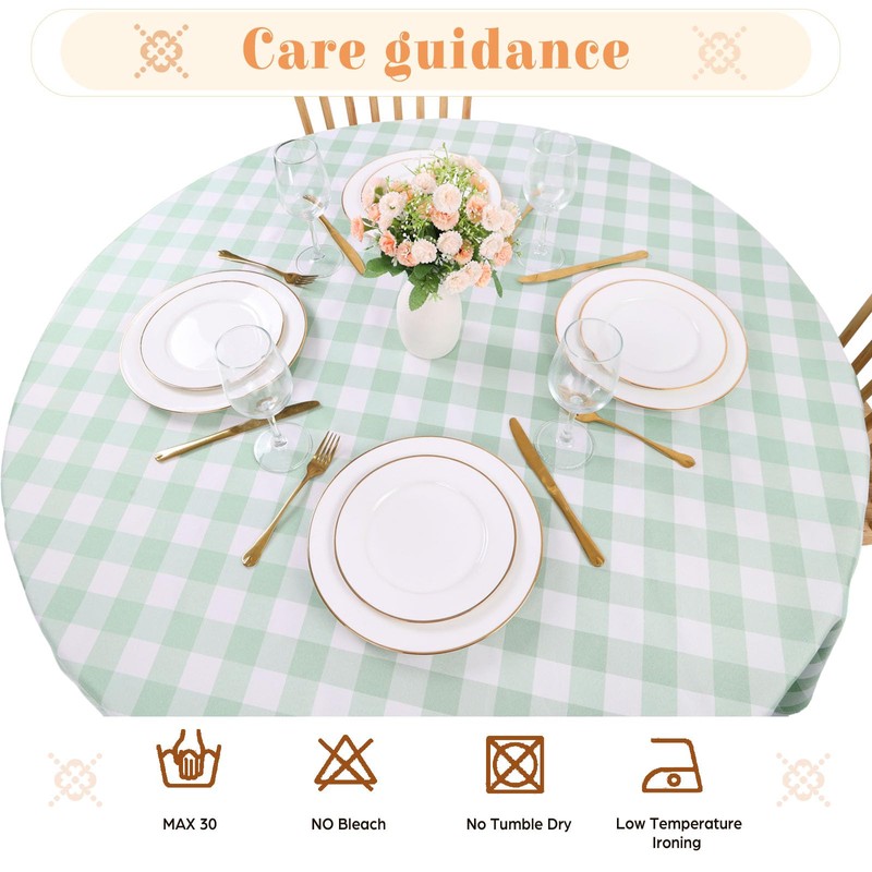 Round Gingham Tablecloths Polyester 60 Inch Diameter, Checkered Table Cloth