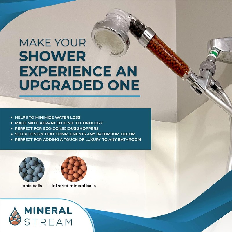 Filtered Shower Head with Handled by MineralStream, High Pressure Water