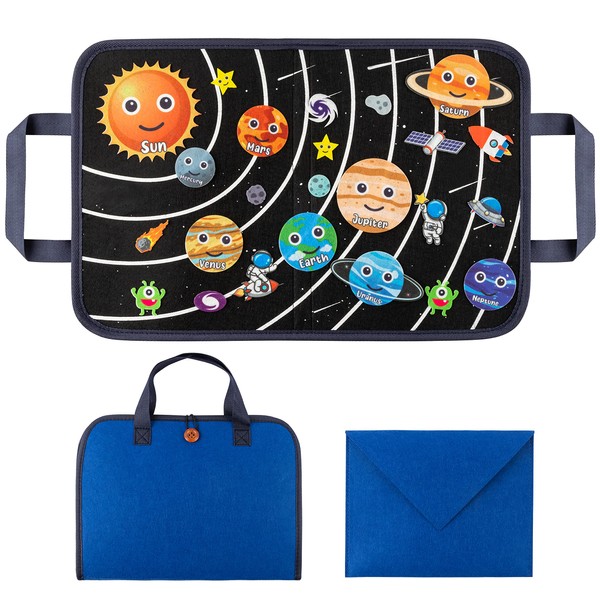WATINC 28 Solar System Portable Felt Story Board for Kids Space Board Toys Educational Learning Montessori Sensory Travel Toys DIY Reusable Easy to Carry Birthday Party Gift for Toddlers Boys Girls