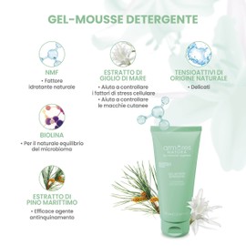 Armores Natura Biomimetic Ageless Cleansing Gel with NMF, Sea Lily Extract, Biolin, Surfactants of Natural Origin, Cleanser for Sensitive Skin, Made in Italy, 50 ml