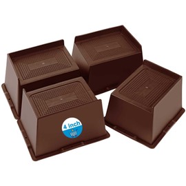 Bed Risers 2 inch, 3 inch, 4 inch, 5 inch, 6 inch Heavy Duty, Oversized Furniture Riser for Couch Sofa Table Desk Chair Recliner Leg Frame Dorm, Support up to 6000 Lbs (Dark Brown 4 Pack, 4 inch)