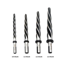 Yunnergo Optional M2 HSS Taper Chucking Reamer Set 4Pcs 3/8" 1/2" 5/8" 3/4" Drill Bridge/Construction Reamer Expanding Holes (Set 3/8 1/2 5/8 3/4 with 3/8 or 1/2 Shank Chuck)