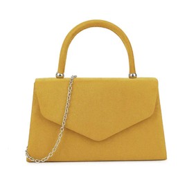 LeahWard Women's Clutch Bag Top Handle Wedding Suede Handbags 304 (Mustard)