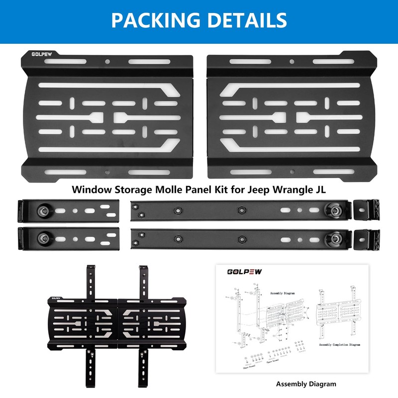 Rear Window Storage Molle Panel Kit for Jeep Wrangler JL