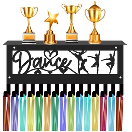CREATCABIN Dance Medal Hanger Display with Shelf Trophy Medal Holder Sports Rack Frame Iron Wall Mount Medal Hangers Organizer for Hanging Over 70 Medals Badges Ballet Dancing Medalist 11.8 x 5.1Inch