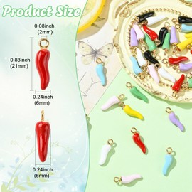 KitBeads 40Pcs Colorful Chili Pepper Charms 8 Colors Vegetable Italian Horn Pendant Charm for Jewelry Making Bracelets Earrings Necklaces Crafts, no, Metal, No Gemstone