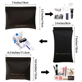 MIUPOO Cosmetic Bag Set, Women's Purse, Portable Mini Purse, Self-Closing Travel Make Up Bag, Mini Bag for Cosmetics, Headphones, Jewellery, Cards, Keys, Pack of 3, black, Unique quick design