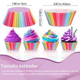 100 PCS Almohadilla de Cupcake, Envases de Cupcake, Vasos de Hornear Vasos de Pastel de Papel Colorido, Vasos de Hornear de Arco Iris para Pastel, Dulces, Materiales de Horneado