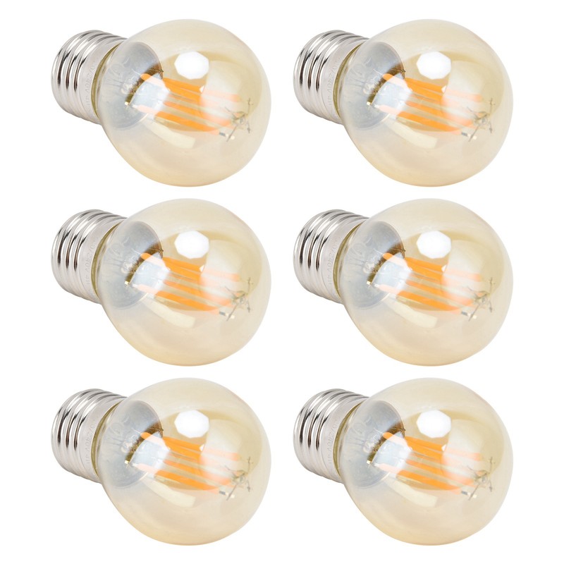 6Pcs Vintage LED Light Bulb Gold Glass Dimmable G45 E27