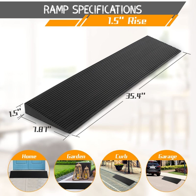 BeckTour 1.5'' Rise Threshold Ramp for Doorways, 2204 LBS Capacity
