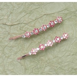 Ruwado 2 Pcs Bobby Pin with Rhinestone Flower Cute Crystal Metal Hair Pins Clips for Women Parties Theme Wedding Hair Decoration Theme Party Supplies (Pink)
