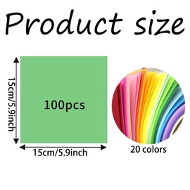HoAhaMay 100 Sheets of Origami, 15x 15 cm Brightly Coloured Kraft Paper, Square Double Sided Coloured Folding Paper, for Children and Adults for DIY Arts and Crafts Projects, (20 Colours)