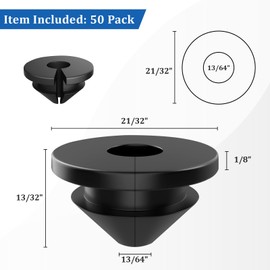 Cable Railing Rubber Grommets 50 Pack Protective Sleeves for 1/8 5/32 3/16 Inch Stainless Steel Cables Anti Electrolysis Wire Flange Grommet for Outdoor Metal Posts