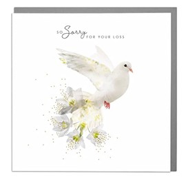 Lola Design - So Sorry for Your Loss, Dove Design - Sympathy Card to Show How Much You Care - Blank inside with Grey Envelope - Designed and Made in the UK - 150mm x 150mm