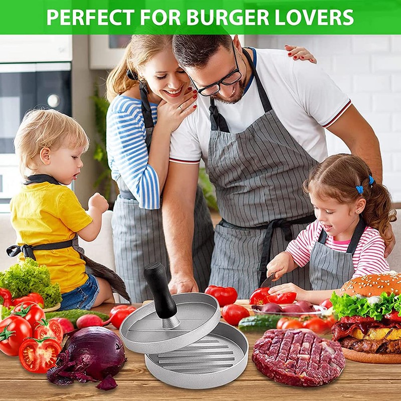 Non-Stick Aluminum Burger Press with 100Pcs Patty Papers, Aufondof 4.5
