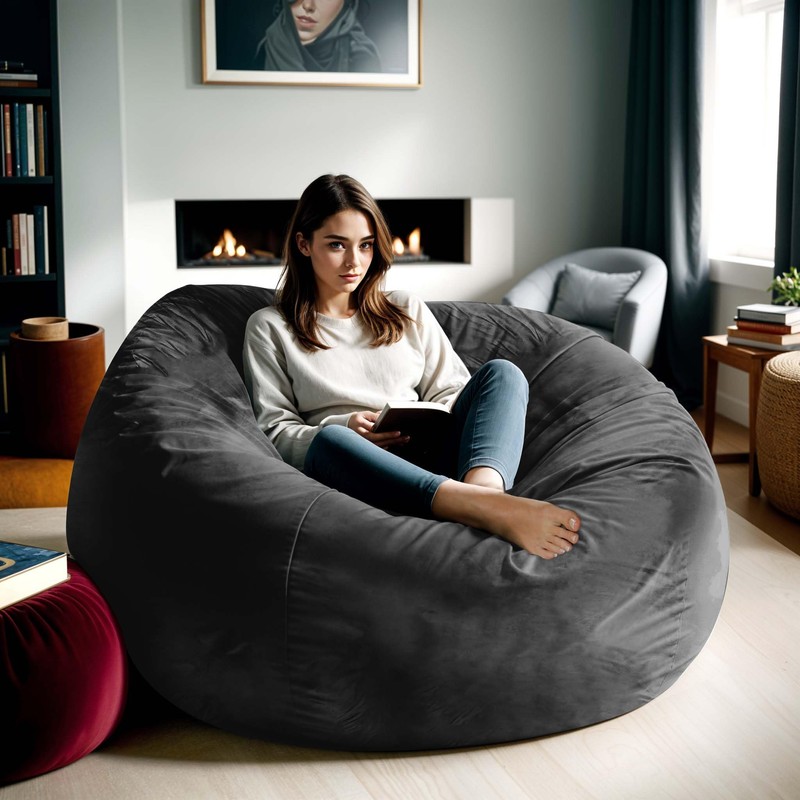Anuwaa 5FT Bean Bag Chair for Adults Memory Foam, Dutch