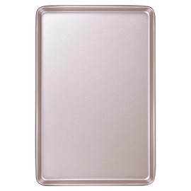 Bakeley 0.8mm 17-Inch Half Sheet Baking Pans,0.8mm Durable Non-Stick Carbon Steel Baking Sheet for Oven,Cookie Sheet Pan for Roasting Meat Bread Jelly Roll 17.52" x 11.73" x 0.91" (Champagne Gold)