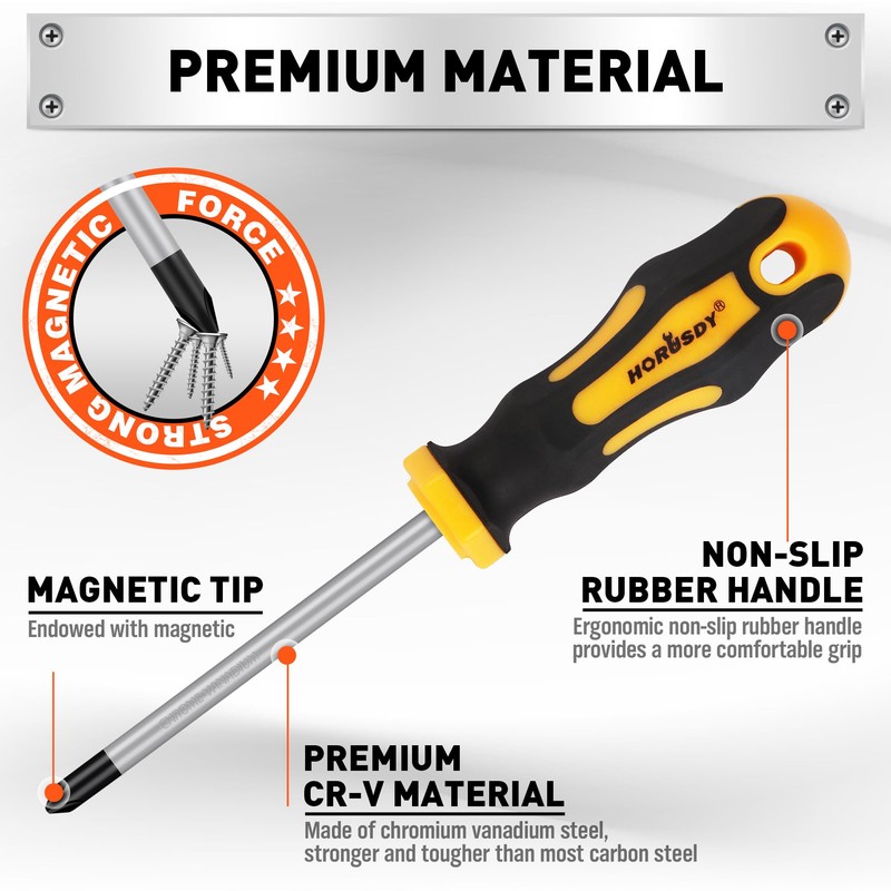 13-Pieces Screwdriver Set, Magnetic 4 Phillips and 4 Flat Head