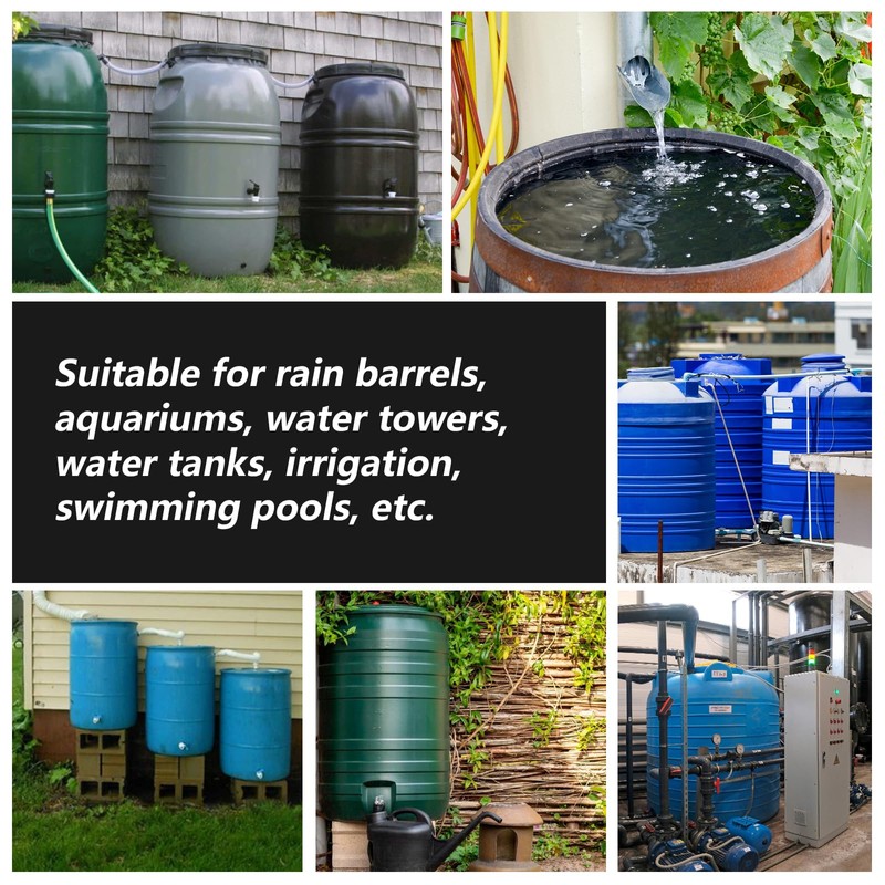 Funnytek Brass Water Container, 3/4" Threaded Leak-Proof Rain Barrel Faucets