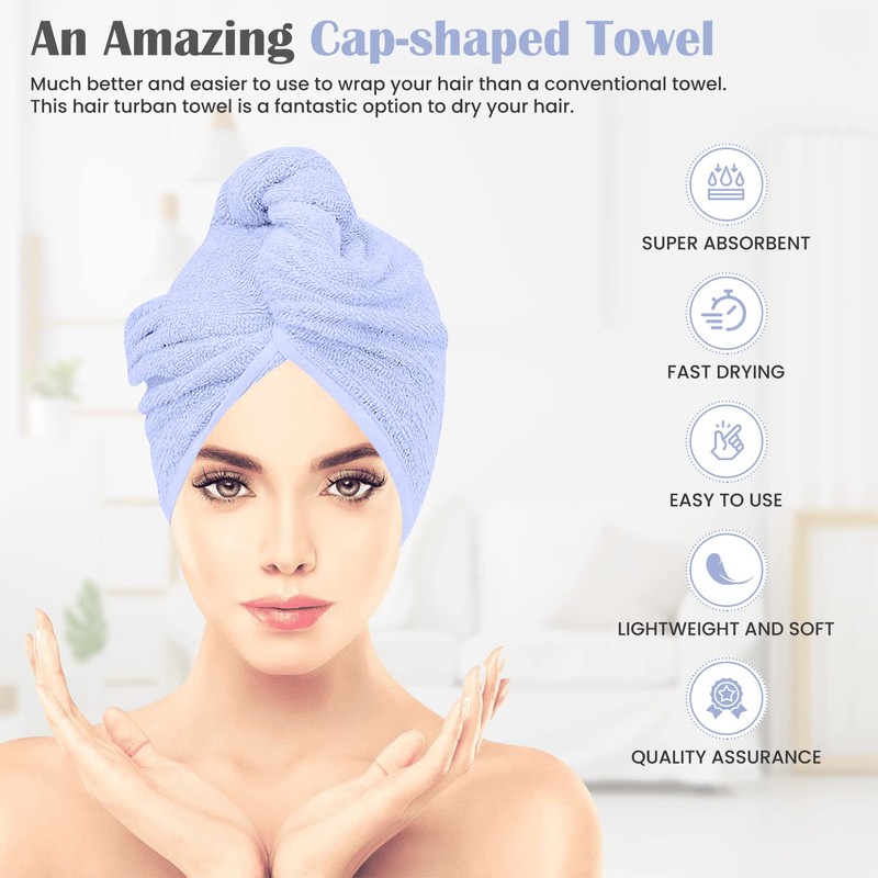 Glamza Microfiber Towel Super Absorbent Twist Turban Hair Wrap with
