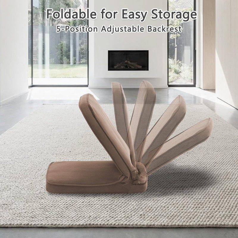 Floor Chair with Adjustable Back Support, Foldable Padded Gaming Floor