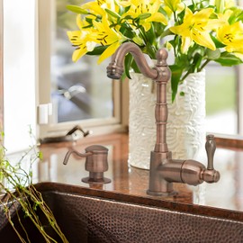 Akicon Soap Dispenser for Kitchen Sink, Brass Body Construction, Refill from The Top, Commercial Grade Liquid Dish Dispensers Pump, Built in Design with Large 17 oz Bottle