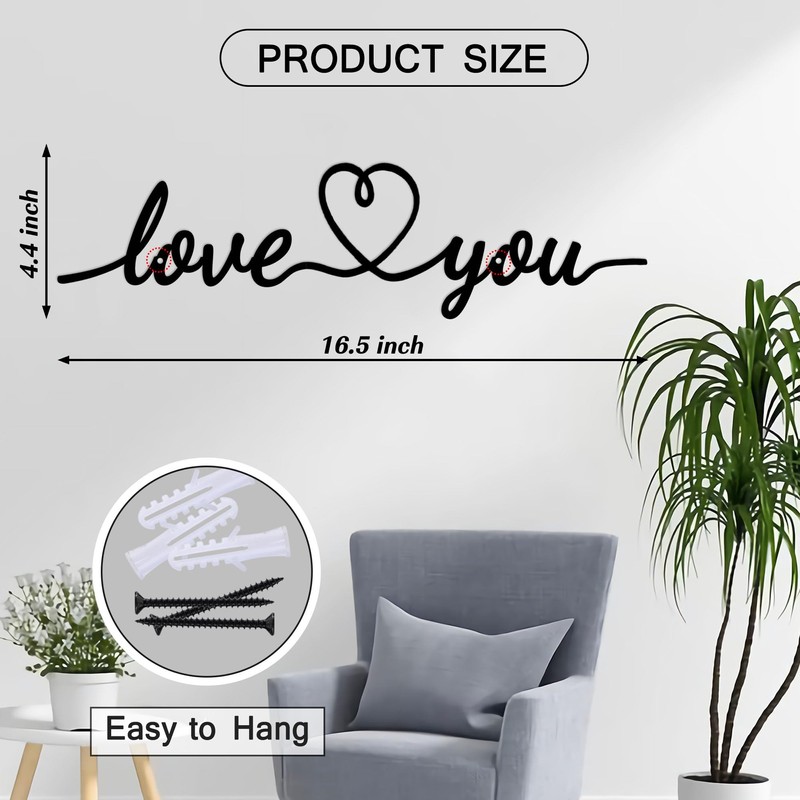 AHYS Metal Love You Wall Decor Rustic Love Sign for