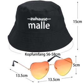 WWISTOA Mallorca Hat Drinking Mallorca Fishing Hat, Malle Accessories, Malle Party Outfit, Glasses for Malle Party Accessories, black, XS