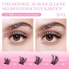 CALAILIS Eyelash Extensions, Pack of 100, Individual Eyelashes, Super Thin, Super Light, Super Soft and Without Strain, DIY Cluster Lashes, Comfortable to Wear All Day (S113)