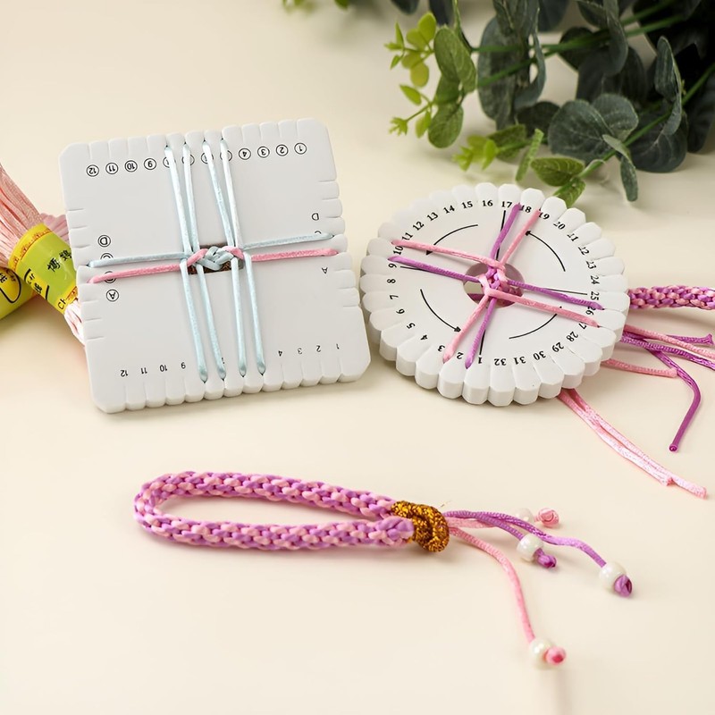 Kumihimo Disk Set,4 PCS Round and Square Braiding Disk Versatile