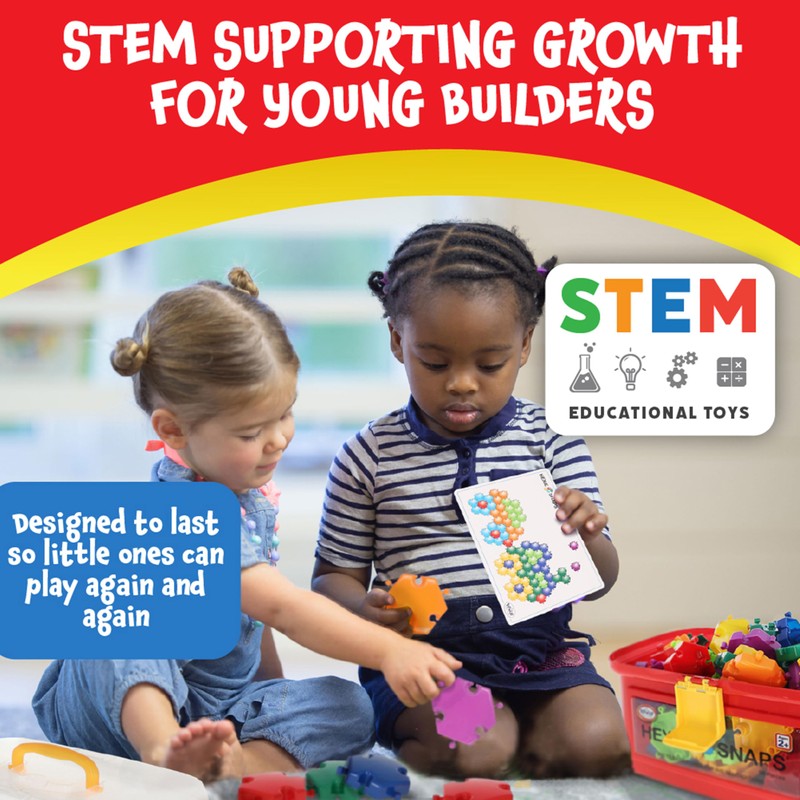 Hexie-Snaps Construction Toy Set with 92 Pieces and Carrying Case,