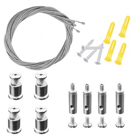 Set of 4 Adjustable Rope Suspension Lamp Suspension Installation Kit Steel Wear Resistant Steel Cable with Eyelets Wire Rope Holder Universal Hanging Set for Lamps, Hangers, Advertising Light Boxes