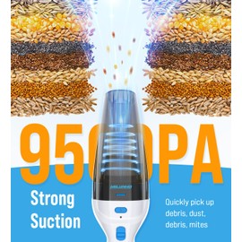 Milunho Powerful Handheld Vacuum Cordless, 9500PA Rechargeable Car Vacuum Portable Cordless, Lightweight & Portable Mini Handheld Vacuum Cleaner with Large-Capacity Battery for Car/Home/Pet