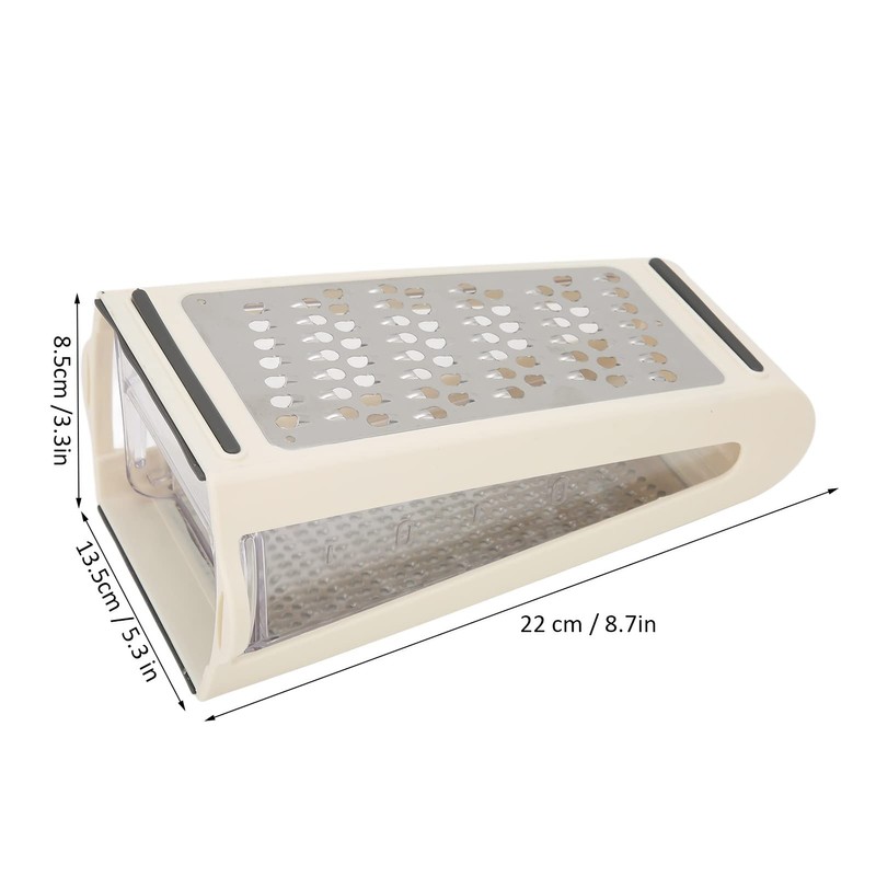 Professional Cheese Grater, Stainless Steel Box Grater with Container, XL
