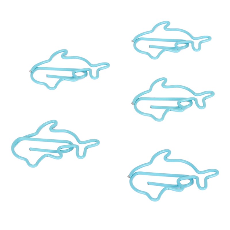 100Pcs Cute Paper Clips Blue Dolphin Style Exquisite Color Strong