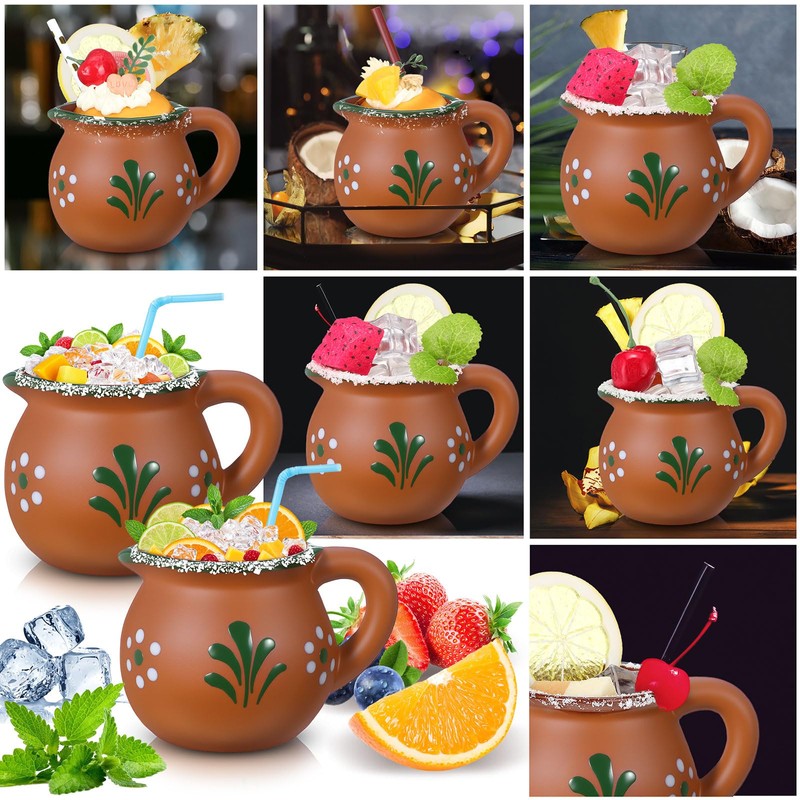 Gejoy Pack of 3oz Cantaritos De Barro Mexican Cups Mini