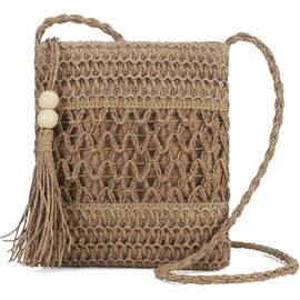 Kiss Sea Straw Mesh Beach Bag Crossbody Clutch Purses Small Purses Cross Body Bag for Woman Summer Purses for Women 2024 Crossbody Bag Women's Crossbody Handbags Small Straw Purse