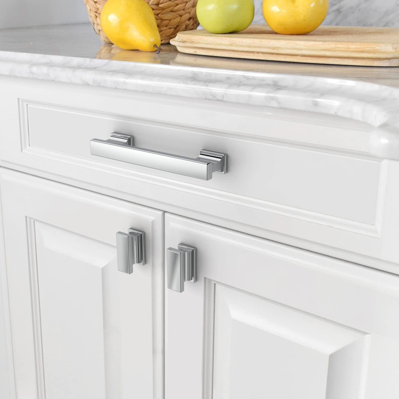 Asidrama 6 Pack 3.75 Inch(96mm) Polished Chrome Kitchen Cabinet Handles,