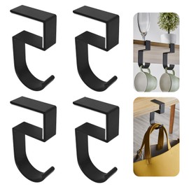Lunyloer Table Handbag Holder Hooks, Pack of 5 Non-Slip Bag Hooks, Bag Holder for Table, Bag Holder for Desk, Office, Restaurant, Bar (Black)