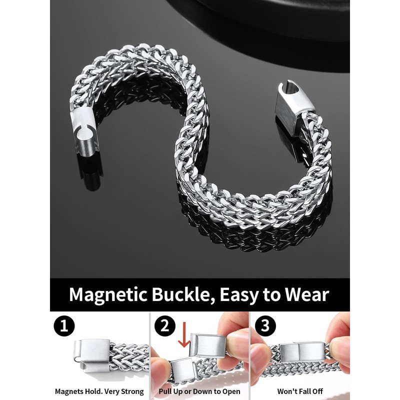 ChainsHouse Mens Chain Bracelet, 316L Stainless Steel Franco Bracelet, Cuban