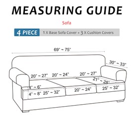 molasofa T Cushion Sofa Slipcovers with 3 Individual T Cushion Shape Seat Covers for Home Décor, 4 Pieces Stretchable, Washable, Non-Pilling, Non-Slip T Cushion Slipcover (Sofa,Ivory)