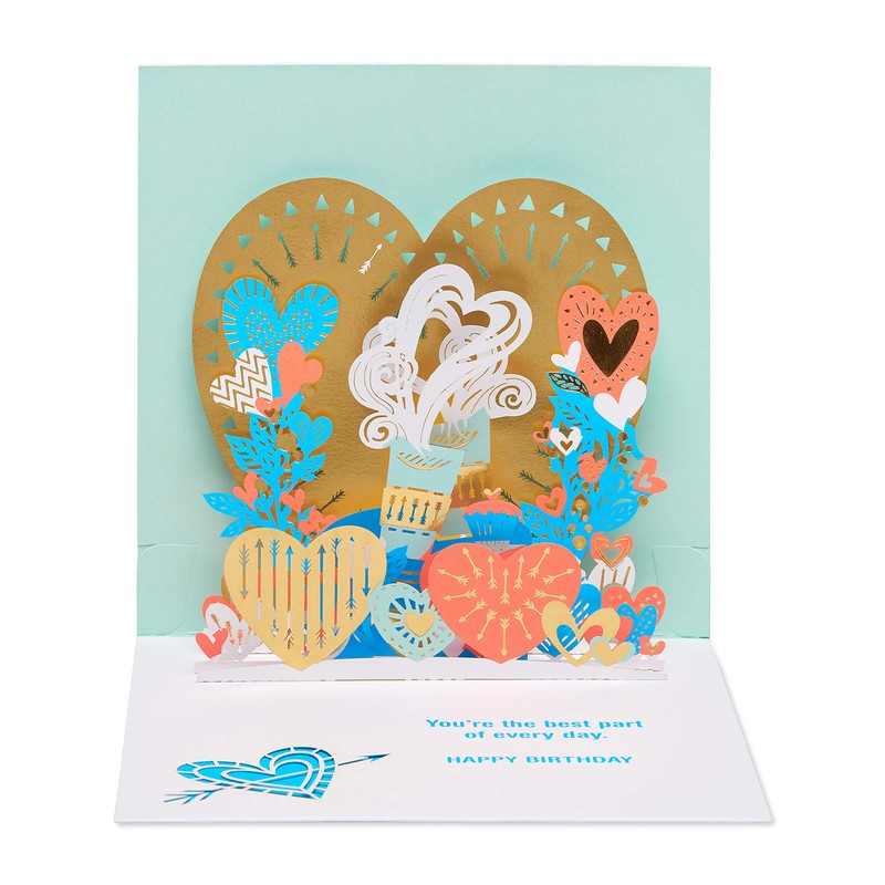 American Greetings Pop Up Romantic Birthday Card (Hearts)