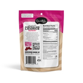 Darrell Lea Soft Australian Licorice, Non-GMO, No Palm Oil, Plant Based, No High Fructose Corn Syrup, Soft & Chewy Licorice Candy, Made in Australia, Raspberry (7 Ounce (Pack of 1))