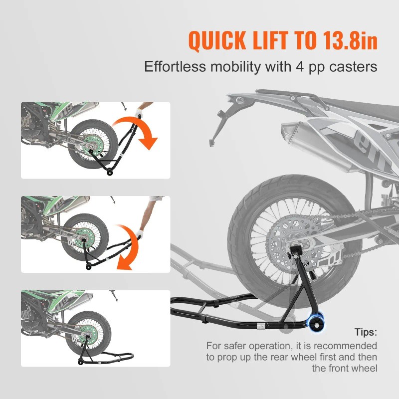 850lbs Front/Rear Combo Motorcycle Lift Stand with Fork Swingarm Spool