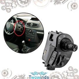 Twowinds Windscreen Wiper Control Steering Wheel, Switch, Radio, Steering Column, Compatible with Renault Clio III (2005-2012), Kangoo (2008-2013), Modus (2004-2012) 8201590631, 7701068115