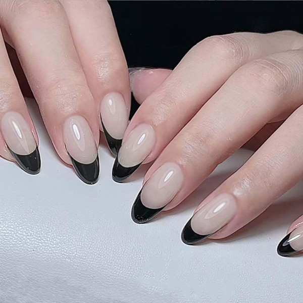 24pcs Press On Nails Almond Medium Fake Nails Glossy Glue