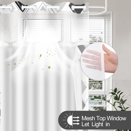 TWLSNCD - Cortina de ducha geométrica sin gancho con forro de tela a presión, estilo hotel gris, diseño abstracto moderno para decoración de baño de 54 x 80 pulgadas