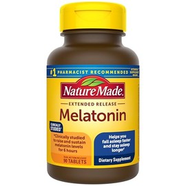 Nature Made Tabletas de liberación prolongada de melatonina de 4 mg, suplementos de sueño para adultos, ayuda para dormir 100% libre de drogas, 90 uni