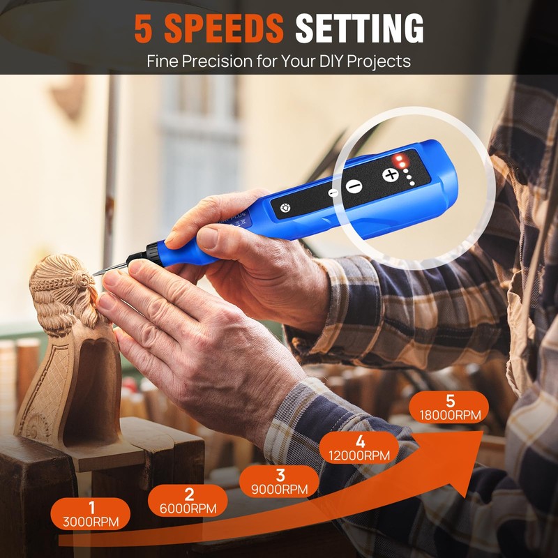 Mini Cordless Rotary Tool Multi Tool, 5 Variable Speed Wood