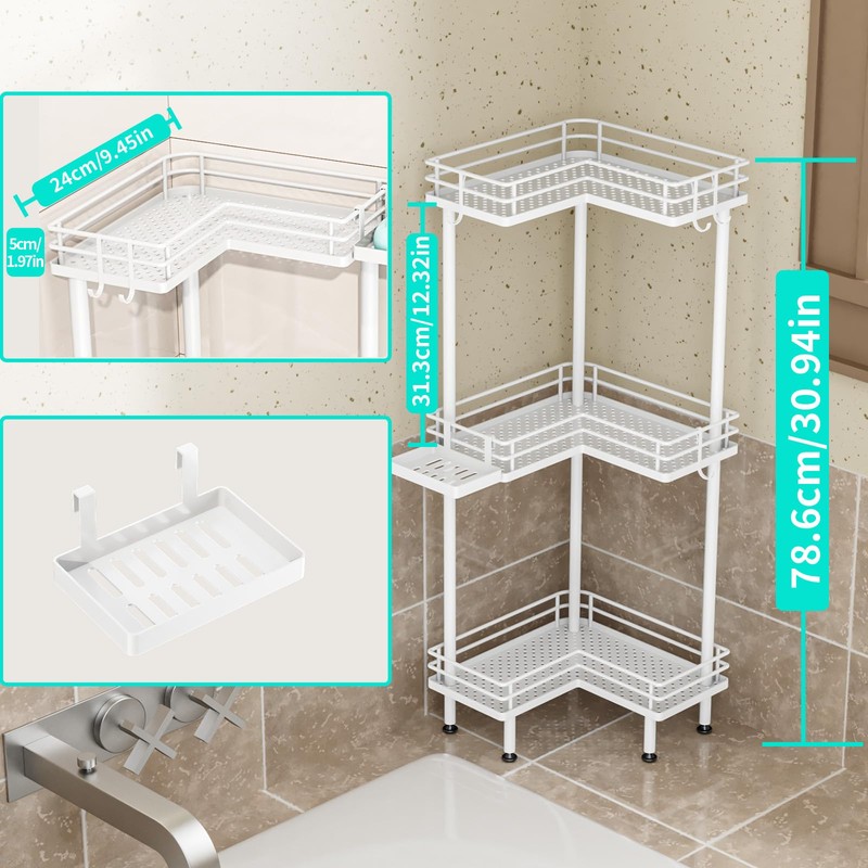 HapiRm Corner Shower Caddy Standing - 3 Tier Shower Organizer